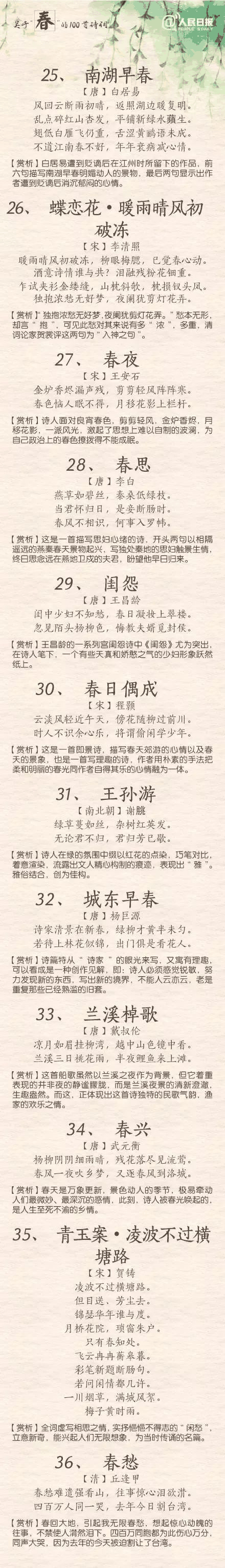 人民日报：100首春天唯美经典诗词，为孩子收藏！