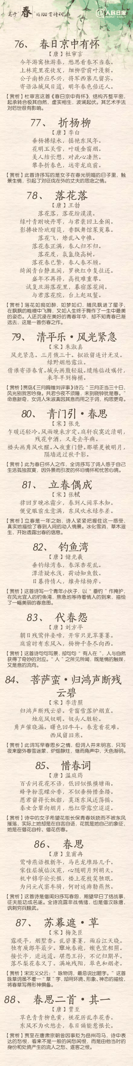 人民日报：100首春天唯美经典诗词，为孩子收藏！