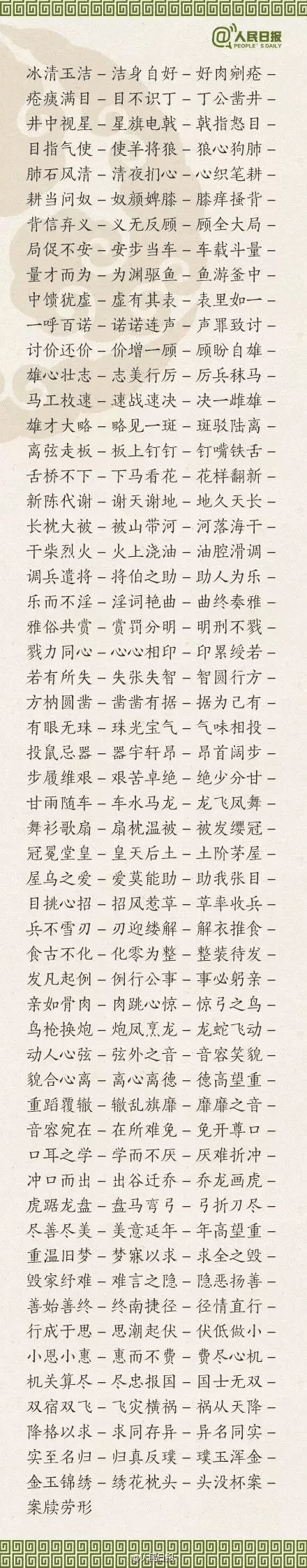 ?1500个成语接龙，贴在墙上，和孩子常玩，语文成绩想不好都难！